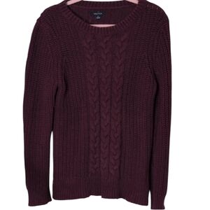 Nautica Deep Purple Cable Knit Sweater, Beautiful, Heavier Textured Sweater